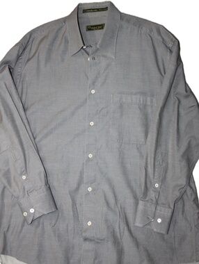 PRINCIPE Shirt Mens 17 32/33 Gray Twill Dress Long Sleeve Button Down Collared